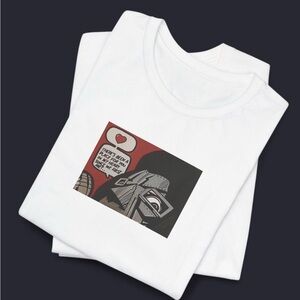 Gildan White Graphic Tee with Red and Black Design